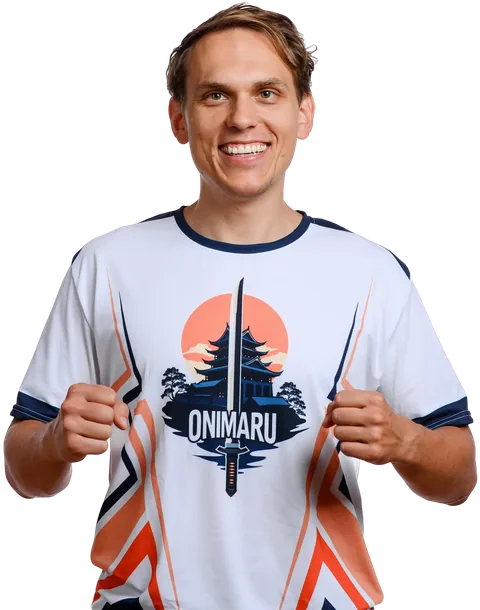 JorDan smiling in an Onimaru jersey